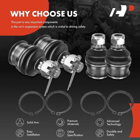مجموعة A-Premium من 4 ، مجموعة مفاصل الكرة العلوية والسفلية الأمامية ، متوافقة مع Ford F-150 F-250 F-100 Bronco Chevrolet K10 (Pickup & Suburban) K5 Blazer V10 Suburban Dodge Ramarger W100 Pickup GMC Jimmy in Saudi Arabia