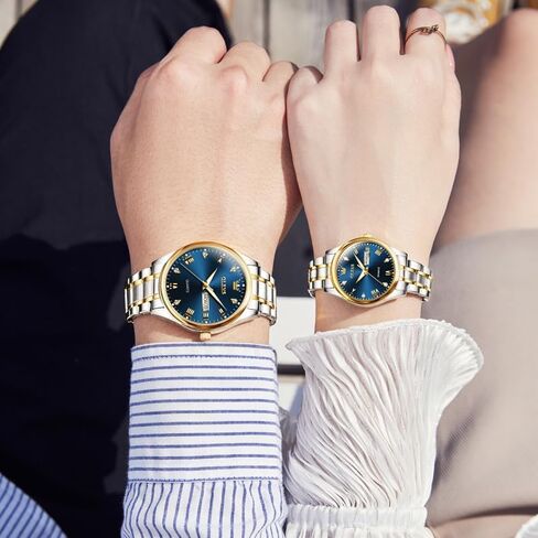 OLEVS Couple Quartz Watch Luminous Calendar Date Business Formal Luxury Men's and Women's Watch Waterproof Casual Stainless Steel Couple Wedding Romantic Watch 2 Pieces in Saudi Arabia