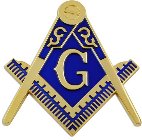Exques & Compass Masonic Auto Emblem - [Brass & Blue] [3 '' Twall] in Saudi Arabia