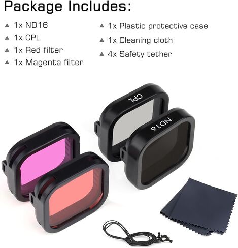 ND Filter Lens Lens for GoPro Hero 13 Black Accessories ، 4 Pack Go Pro Filter Kit ND8 ، ND16 ، ND32 ، ND64 ، الكثافة المحايدة متعددة الكثافة GO PRO 13 Filters Pack Class HD in Kuwait