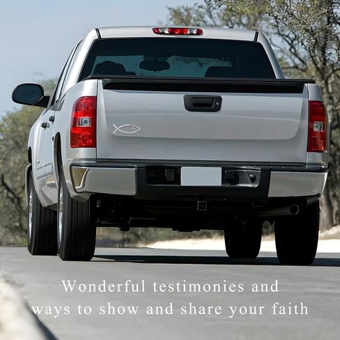 Christian Cross Fish Car Emblem, Large Jesus Fish Cross Auto Emblem Badge Bumper Sticker, Weatherproof Christian Fish Symbol Ichthus Cross Emblem Decal for Most Vehicles (Silver) in Saudi Arabia