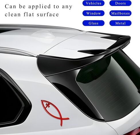 Christian Cross Fish Car Emblem, Large Jesus Fish Cross Auto Emblem Badge Bumper Sticker, Weatherproof Christian Fish Symbol Ichthus Cross Emblem Decal for Most Vehicles (Silver) in Saudi Arabia