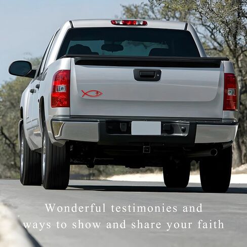 Christian Cross Fish Car Emblem, Large Jesus Fish Cross Auto Emblem Badge Bumper Sticker, Weatherproof Christian Fish Symbol Ichthus Cross Emblem Decal for Most Vehicles (Silver) in Saudi Arabia