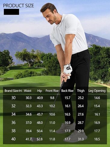 Mens Golf Pants Lightweight Quick Dry Hiking Pants 30"/32"/34" Stretch Breathable Work Pants Waterproof Casual Trousers in Kuwait
