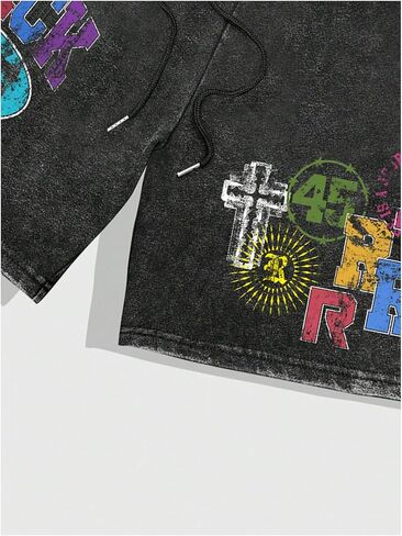 Men's Vintage Graphic Shorts Distressed Washed Summer Athletic Casual Track Shorts in Saudi Arabia