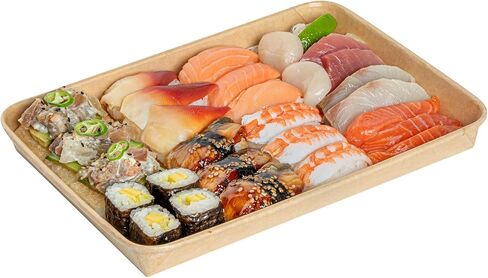Restaurantware-Matsuri Vision 6.3 x 3.6 x 0.9 Inch Sushi Trays, 100 Greaseproof Sushi Packaging Boxes - Lids Sold Separately, Disposable, Kraft Paper Sushi Containers, For Appetizers Or Desserts in Saudi Arabia