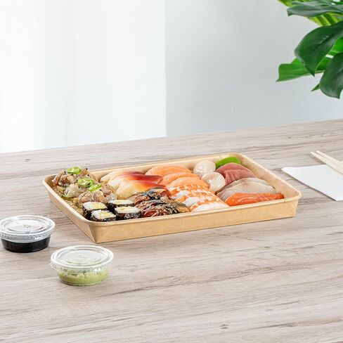 Restaurantware-Matsuri Vision 6.3 x 3.6 x 0.9 Inch Sushi Trays, 100 Greaseproof Sushi Packaging Boxes - Lids Sold Separately, Disposable, Kraft Paper Sushi Containers, For Appetizers Or Desserts in Saudi Arabia