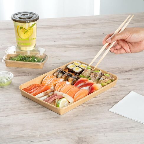 Restaurantware-Matsuri Vision 6.3 x 3.6 x 0.9 Inch Sushi Trays, 100 Greaseproof Sushi Packaging Boxes - Lids Sold Separately, Disposable, Kraft Paper Sushi Containers, For Appetizers Or Desserts in Saudi Arabia