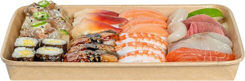 Restaurantware-Matsuri Vision 6.3 x 3.6 x 0.9 Inch Sushi Trays, 100 Greaseproof Sushi Packaging Boxes - Lids Sold Separately, Disposable, Kraft Paper Sushi Containers, For Appetizers Or Desserts in Saudi Arabia