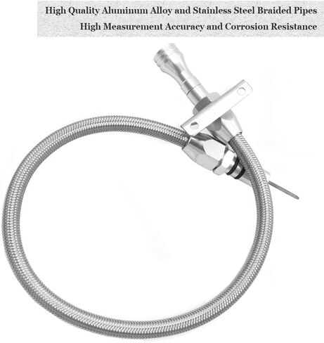 Firewall Mounted Trans Flexable Dipstick with Stainless Steel Braided Housing Compatible for GM Chevy 4L80E / 700R4 / 4L60E Transmissions, with Funnel Adapter Tube, Sliver in Saudi Arabia