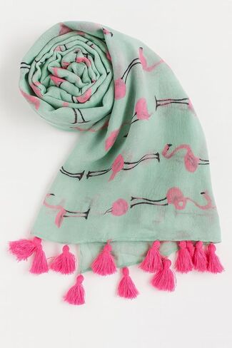 stylesilove Lightweight Womens Flamingo Tassels Soft Cotton Scarf Shawl in Kuwait