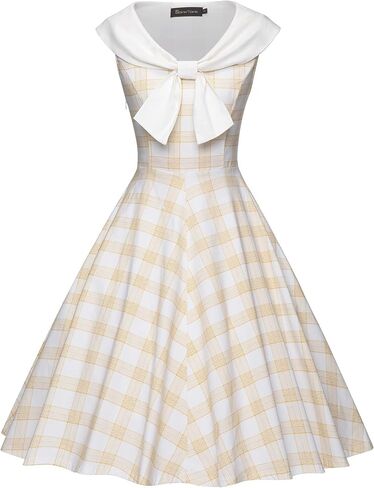 GownTown Women's Retro Style Bowknot Casual Party Swing Dress with Pocket in Saudi Arabia