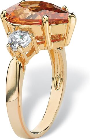Palm Beach Jewelry 14K Yellow Gold Plated Pear Cut Champagne Cubic Zirconia Ring in Saudi Arabia