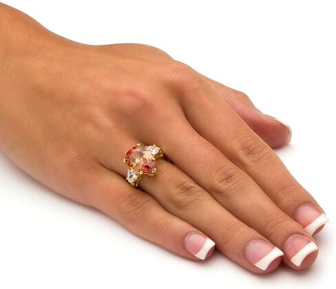 Palm Beach Jewelry 14K Yellow Gold Plated Pear Cut Champagne Cubic Zirconia Ring in Saudi Arabia