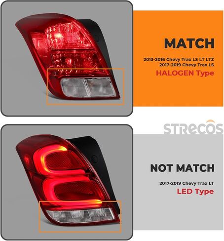 Tail Lights Compatible with Chevy Trax LT LTZ LS 2013-2016 and 17-19 Chevy Trax LS Halogen Models Assemblies Rear Lamp (Left Driver Side) in Saudi Arabia