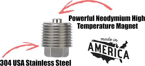 VOTEX - Made in USA - DP043 (3/4"-14 NPT) Stainless Steel Industrial (External Head) Neodymium Magnetic Oil Drain Plug in Saudi Arabia