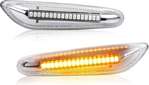 D-Lumina Chrome Sequential Amber LED Side Marker Lights Turn Signal Lamp for BMW E90 E91 E92 E93 E46 E53 E60 E61 X3 E83 X1 E84 E81 E82 E87 E88 Side Marker Light, Clear Lens Side marker, Pack of 2 in Saudi Arabia