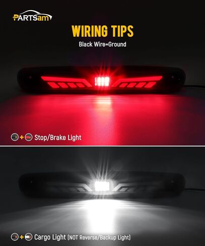 Partsam Eagle-Wing LED 3rd Third Third Brake Light مع استبدال Strobe لـ 07-13 Silverado/Sierra 1500 2500HD 3500HD ، Red/Whith High Mount الخلفي CAB ROOK LAMP in Saudi Arabia