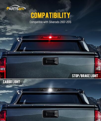 Partsam Eagle-Wing LED 3rd Third Third Brake Light مع استبدال Strobe لـ 07-13 Silverado/Sierra 1500 2500HD 3500HD ، Red/Whith High Mount الخلفي CAB ROOK LAMP in Saudi Arabia