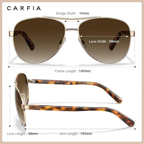 Carfia Pilot نظارة شمسية مستقطبة للرجال حماية UV400 ، أذرع السلحفاة CA3216 in Kuwait