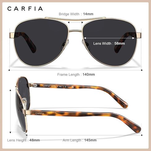 Carfia Pilot نظارة شمسية مستقطبة للرجال حماية UV400 ، أذرع السلحفاة CA3216 in Saudi Arabia