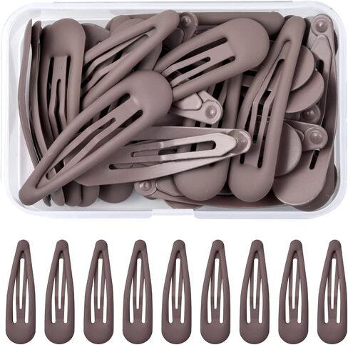 30 PCS Metal Snap Clips ، 4.8cm/1.9inch Clips Frosted Snap Clips ، Hairpins Prety Candy Hairpins Longlip Drop Shape Barrettes للفتيات (الأسود) in Kuwait