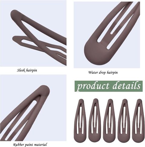 30 PCS Metal Snap Clips ، 4.8cm/1.9inch Clips Frosted Snap Clips ، Hairpins Prety Candy Hairpins Longlip Drop Shape Barrettes للفتيات (الأسود) in Kuwait