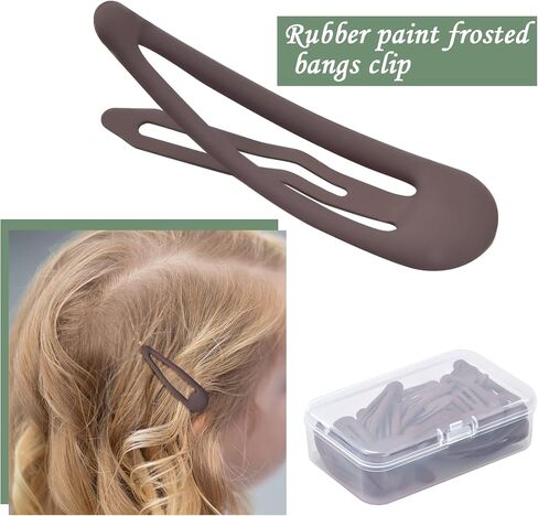 30 PCS Metal Snap Clips ، 4.8cm/1.9inch Clips Frosted Snap Clips ، Hairpins Prety Candy Hairpins Longlip Drop Shape Barrettes للفتيات (الأسود) in Kuwait