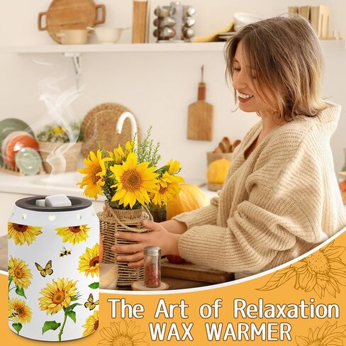 Sunflower Wax Melt Warmer, Farmhouse Sunflower Decor, Housewarming Gifts for Women, Electric Ceramic Wax Warmer for Bathroom Kitchen Home in Kuwait