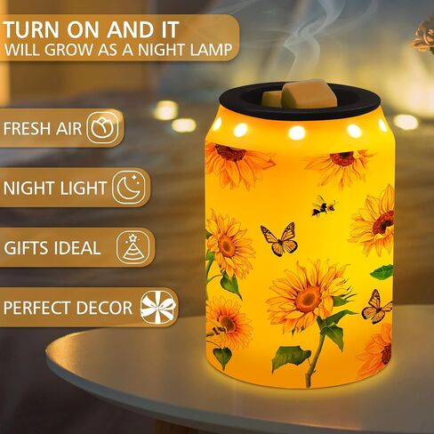 Sunflower Wax Melt Warmer, Farmhouse Sunflower Decor, Housewarming Gifts for Women, Electric Ceramic Wax Warmer for Bathroom Kitchen Home in Kuwait
