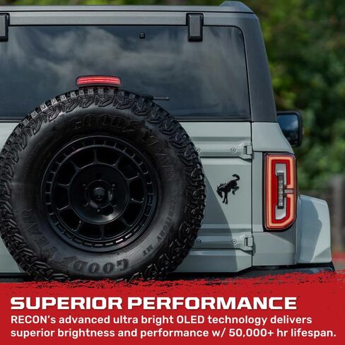 RECON Fits Bronco 21-24 - Ultra High Power Red LED 3rd Brake Light Kit - Multiple Lens Smoked or Clear (CLEAR LENS) in Saudi Arabia