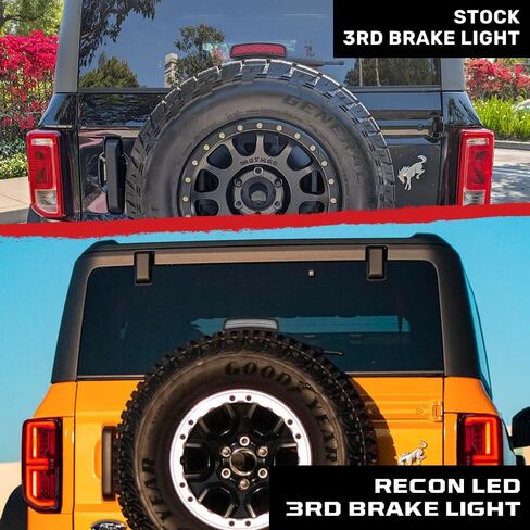 RECON Fits Bronco 21-24 - Ultra High Power Red LED 3rd Brake Light Kit - Multiple Lens Smoked or Clear (CLEAR LENS) in Saudi Arabia