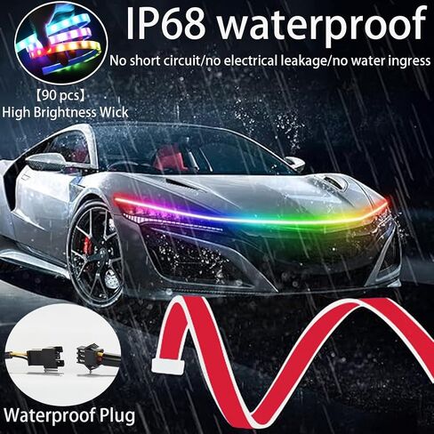 شريط ضوء غطاء محرك السيارة LED ، 59 بوصة LED شريط الضوء أثناء النهار ، مرنة أضواء الشريط LED ، وذيل ذيل Tail Turn Lights أضواء الفرامل للسيارات in Kuwait