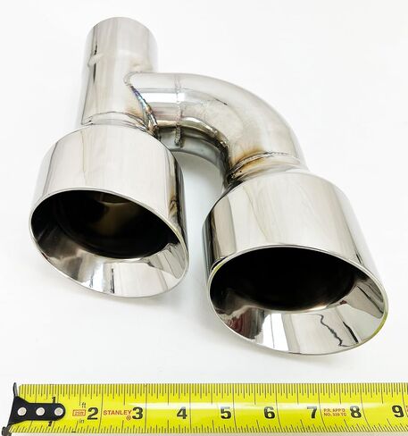 Exhaust Tip 2.25" Inlet 4.00 Outlet 12.00 WD-SE40012-225-HP-SS Dual Quad Double Wall Sideway Slant Angle Polished 304 Stainless Steel Wesdon Exhaust Tip in Saudi Arabia