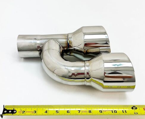 Exhaust Tip 2.25" Inlet 4.00 Outlet 12.00 WD-SE40012-225-HP-SS Dual Quad Double Wall Sideway Slant Angle Polished 304 Stainless Steel Wesdon Exhaust Tip in Saudi Arabia