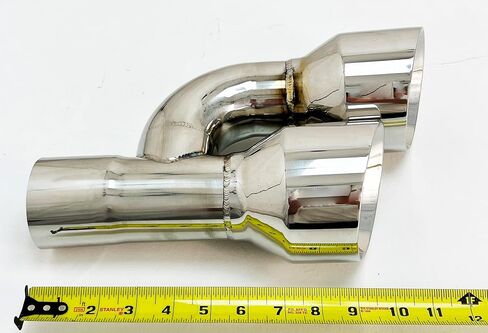 Exhaust Tip 2.25" Inlet 4.00 Outlet 12.00 WD-SE40012-225-HP-SS Dual Quad Double Wall Sideway Slant Angle Polished 304 Stainless Steel Wesdon Exhaust Tip in Saudi Arabia