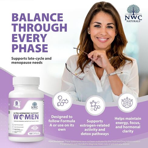 NWC Naturals Ultra-Hormone Support Formula B – Hormone Harmony for Women & Daily Hormone Balance for Women, 180 Capsules – Plant-Based Support with Organic B-Vitamins, Adaptogens & L.E.A.D.S. System in Saudi Arabia