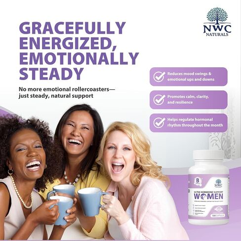NWC Naturals Ultra-Hormone Support Formula B – Hormone Harmony for Women & Daily Hormone Balance for Women, 180 Capsules – Plant-Based Support with Organic B-Vitamins, Adaptogens & L.E.A.D.S. System in Saudi Arabia