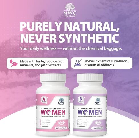 NWC Naturals Ultra-Hormone Support Formula B – Hormone Harmony for Women & Daily Hormone Balance for Women, 180 Capsules – Plant-Based Support with Organic B-Vitamins, Adaptogens & L.E.A.D.S. System in Saudi Arabia