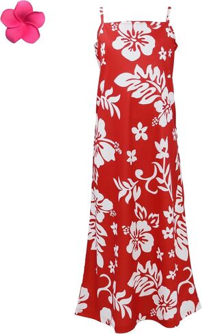 Women's Costume Hawaiian Beach Dress Bold Red Floral Midi Halloween Cosplay Dresses in Saudi Arabia