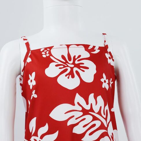 Women's Costume Hawaiian Beach Dress Bold Red Floral Midi Halloween Cosplay Dresses in Saudi Arabia