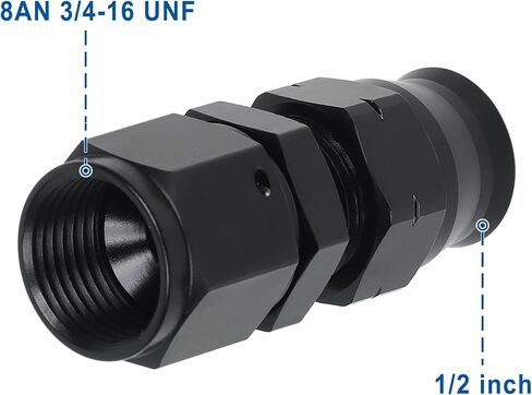 LokoCar 8AN Female Flare to 1/2" Compression Hardline Fitting Aluminum Black 2Pcs in Saudi Arabia