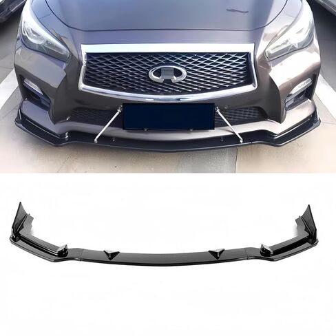 الأمامي الشفاه 3pcs متوافق مع Infiniti Q50 Sport 2014-2017 Front Pumper Lip Spoiliter (Black Black) in Kuwait