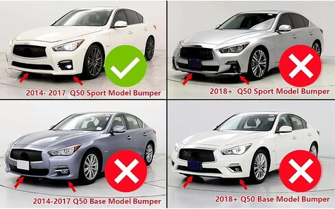 الأمامي الشفاه 3pcs متوافق مع Infiniti Q50 Sport 2014-2017 Front Pumper Lip Spoiliter (Black Black) in Kuwait