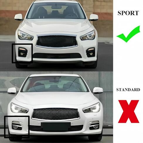 الأمامي الشفاه 3pcs متوافق مع Infiniti Q50 Sport 2014-2017 Front Pumper Lip Spoiliter (Black Black) in Kuwait