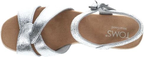 TOMS WOMENS ISLA METALLIC PEEP FORTING BLATCH CLACK SANDALS CASALAD MID MID CHEEL 2-3 " - Silver in Kuwait