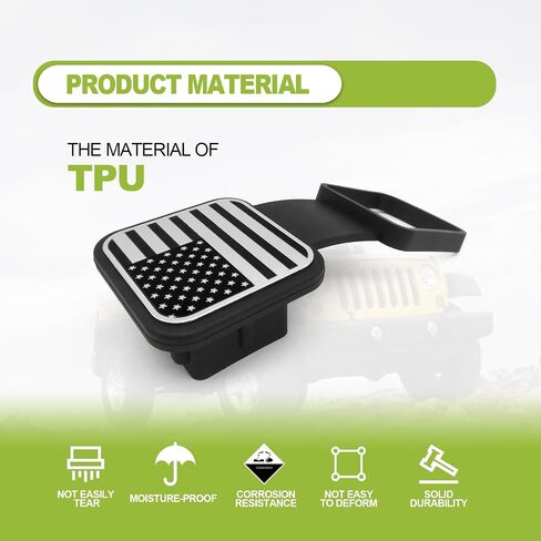 Rubber Trailer Hitch Dust Plug Square Mouth Protection Cover Traction Cover Trailer Hook Dust Plug Fit for RV SUV and Cars (American Flag Silver) in Saudi Arabia