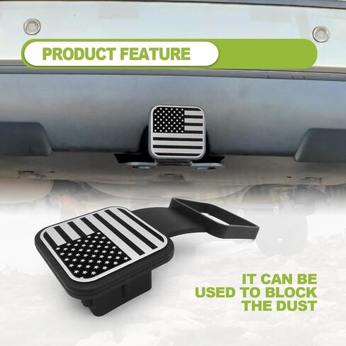 Rubber Trailer Hitch Dust Plug Square Mouth Protection Cover Traction Cover Trailer Hook Dust Plug Fit for RV SUV and Cars (American Flag Silver) in Saudi Arabia