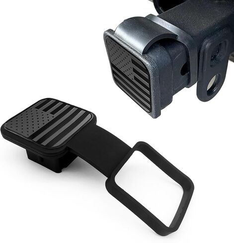 Rubber Trailer Hitch Dust Plug Square Mouth Protection Cover Traction Cover Trailer Hook Dust Plug Fit for RV SUV and Cars (American Flag Silver) in Saudi Arabia