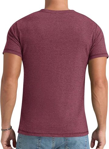 AIMEILGOT MENS HENLEY قمصان قصيرة بأكمام قصيرة غسلت القمصان الرجعية النحيف ناعم القطن الكلاسيكي الصيف المحملات الأساسية in Kuwait